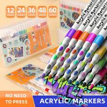 60 piezas/48 piezas/24 piezas/12 piezas Bolígrafos de marcador acrílico, dibujo sin empapar el papel, colección de arte, bolígrafo para grafiti de arte de bricolaje, juegos de bolígrafos de arte de acuarela de color, bolígrafo de color de alta capacidad impermeable, regalo exquisito para el estudiante, el regalo perfecto, bolígrafo de marcador, vuelta al colegio, útiles escolares