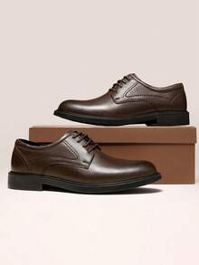 CAMEL CROWN أحذية جلدية رسمية للرجال، أحذية جلدية أصلية مرتفعة الكعب للعريس في حفلات الزفاف الرسمية، أحذية ديربي للعريس بمقاسات كبيرة - بني - مشاهدة 4