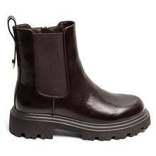 Women's Chelsea Boots, Thick Sole Design - Comfortable & Fashionable, Showcasing Urban Chic - Brown - View 4