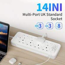 The New Multi-Functional Power Board/Power Socket/Strip Plug For 2025 Comes With 8 Sockets, Matched With (3 USB-A) (3 TYPE-C), 2m/6ft Extendable Power Extension Cable, Overload Protection, And 2 Color Sockets To Choose From, Suitable For Home And Office Use. - UK Plug(220-240V) - View 4
