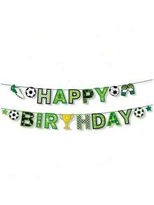 1 set Striscione per compleanno a tema calcio, decorazioni per feste a tema sportivo con bandiere e stendardi - Colori misti - Visualizzare 2