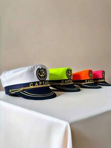 1pc Polyester Yacht Captain Hat For Women & Men, Sailor Hat, Suitable For Halloween, Christmas, Bachelorette Party, Cosplay, Parade, Yacht Party, Adult Party, Beach