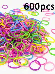 600/1200pcs Colorful Elastic Hair Ties, Random Color, Hair Accessories Head Accessories - Blue - View 13