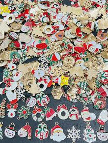 20/50/100 PIEZAS Surtido aleatorio (aproximadamente 20 estilos) Encantos con temática navideña de DIY, cuentas y colgantes de aleación de zinc para Navidad para hacer pendientes, collares, pulseras y llaveros