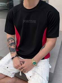 Impala Playera deportiva negra con estampado "Positive" y bloques rojos para hombre THEMAL - Negro - Ver 4