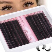 Zanlufly Volume Lash Clusters Spiky Eyelash Clusters 120 Pcs Thick Cluster Eyelash Extensions With Band 10-16mm Handmade Reusable Individual Eyelashes D Curly Lash Extension At Home - 貓眼 - 查看 2