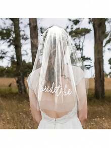 1pc Bride To Be Letter Decor Veil, Wedding Theme Party Prop - White - View 6