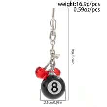 1pc Vintage Asymmetrical Dice Billiard Black 8 Ball Keychain, Personalized Design Phone Charm, Bag Pendant