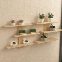 Holz Wandregal 50x50x14 cm – Schwebendes Regal mit 3 Ebenen für Küche, Wohnzimmer & Garten