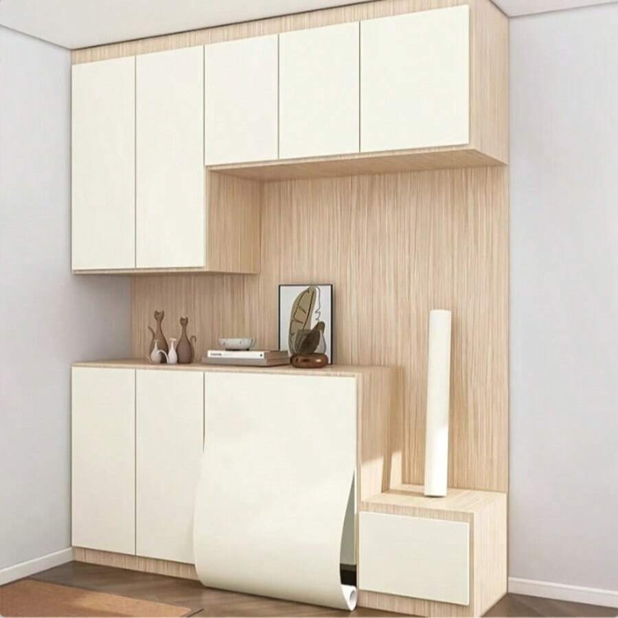 1 Cuộn Giấy Dán Tường Vinyl Mờ Tự Dính, Tấm Lót Kệ Đồ Nội Thất Tự Dính, Cải Tạo Và Đổi Màu, Kết Cấu Mờ Có Thể Tháo Rời, Giấy Dán Tường Dính, Trang Trí Tường Nghệ Thuật, Trang Trí Nhà Cửa, Trang Trí Tường, Trang Trí Nhà Cửa - Màu be - Xem 1