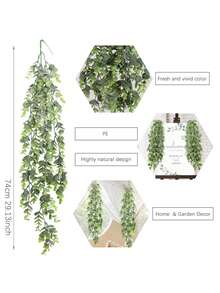 1/2PCS人造圣诞桉树藤蔓，聚乙烯材质，黑色和绿色，适用于学校宿舍、办公室装饰、返校季装饰、户外婚礼派对、节日生日派对、毕业季装饰、家庭入口、酒店餐厅、客厅、卧室、婚宴、厨房和花园装饰。 - 綠色 - 查看 3