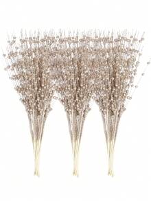 12-Pack Artificial Glitter Berry Stem Ornaments, Decorative Bead Sticks, Glittery Twigs, Picks, Branches For Christmas Tree, Small Vase, Holiday, Wedding, Party (17 Inches, Champagne)