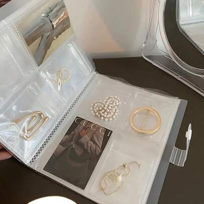 1 Transparent Jewelry Organizer - 84/160 Compartments, Anti-Oxidation Storage Box For Rings, Necklaces, Earrings And Bracelets, Portable Travel Bag With Snap Closure And Practical Hook