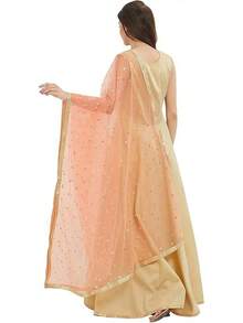 Woman's Embellished Net Dupatta Scarf Shawl Wrap Soft Bridal Wedding - Flamingo - 查看 2