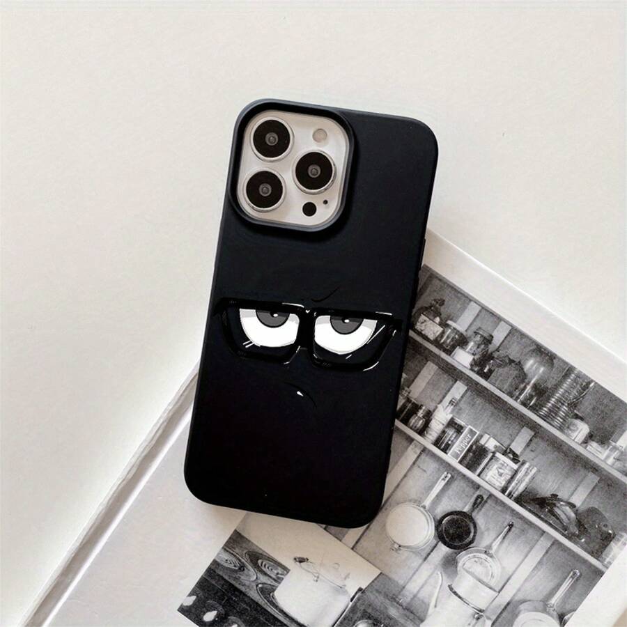 Fundas y carcasas protectoras con diseño de expresiones, con orificios grandes, compatibles con phone 16 Pro Max, 16, 15 Pro, 14, 14 Plus/14 Pro Max, 13, 13 Pro, 12 Pro, 11/11 Pro. Regalos para cumpleaños y festividades - Negro - Ver 1