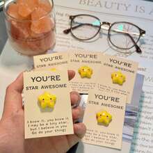 10Pcs Inspirational Resin Star Cards With Encouraging Messages, Acrylic & Paper, Star Pattern, Good Luck Theme, Invitation Pocket, Perfect For Family, Friends, New Year, Thanksgiving, End-Of-Year Gifts