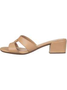 Women's Mule Clogs With H Straps And Square Block Heels, Comfortable And Elegant, GiGil - Màu be - Xem 3