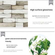 9/36pcs Self-Adhesive Faux Stone Tile Stickers, Kitchen Backsplash Wall Decals, Waterproof Bathroom Wall Tiles, Removable Bedroom Wall Decor, 15*30CM