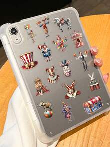 50pcs Cartoon Circus PET Transparent Stickers Funny Clown Lion Decals DIY Scrapbook Phone Fridge Helmet Skateboard Stickers - Multicolor - View 10