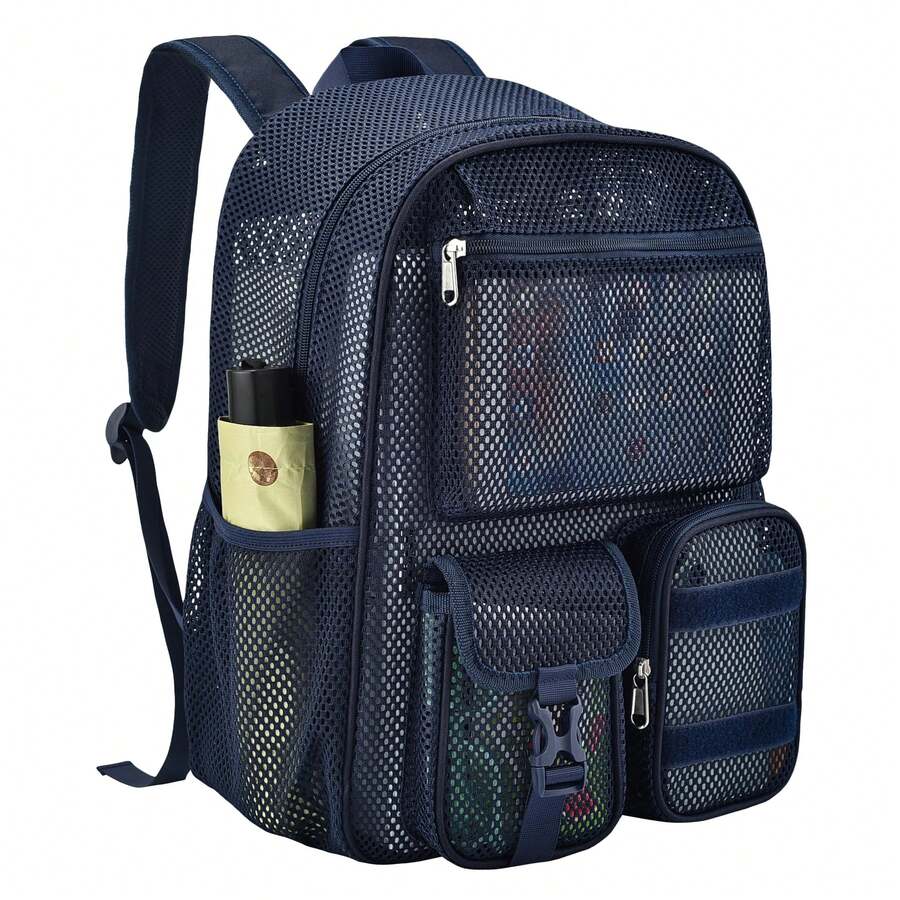 Mesh Backpack 36L Large Heavy Duty Casual Daypack For School And Outdoor Activities With Inner Laptop Compartment, Durable Polyester Material - 海軍藍27L - 查看 1