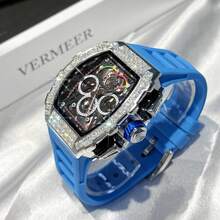 ONOLA Fashion Brand Waterproof Mechanical Watch Automatic Movement Men Luxury Watch Men Wristwatches Diamond Watch Men - Màu xanh lam - Xem 2