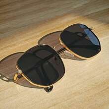 Vintage Punk Style Large Frame Gold Metal Frame Fashion Glasses - Suitable For Men And Women, Ideal For Fashionable Outfits - Vàng đôi xám - Xem 3