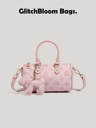 Vintage Embossed PU Bowling Bag, Fashionable Handbag/Shoulder Bag For Women, Suitable For Work, Commute, Autumn/Winter