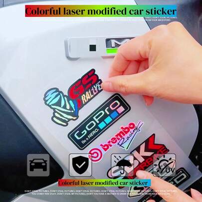 AD Adesivi impermeabili, anti-UV, anti-graffio, riflettenti al laser, adesivi con logo sponsor, adesivi olografici colorati per auto e moto