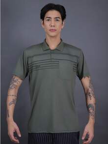 Men's Multicolored Cotton Polo Shirt - Verde Oscuro - Ver 7