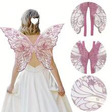 1 pieza Alas de hada de organza con brillo, nuevas alas de mariposa impresas, alas de hada para festival, accesorio de disfraz de carnaval, alas de mariposa brillantes para disfraz de boda, alas de ángel para mujer, accesorio de disfraz de carnaval, alas de mariposa brillantes, alas de hada, regalo de cumpleaños, Halloween