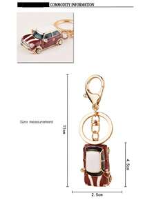 3D Cute Beetle Car Keychain With Rhinestone Detail, Metal Miniature Car Model Keyring, Perfect Car Accessories Gift For Auto Enthusiast, Stylish Decorative Charm - Multicolor - View 7
