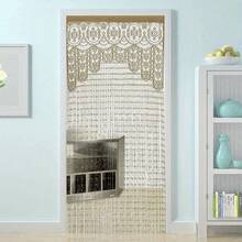 39*79in/100*200cm Macrame Lace Door String Curtain For Doorways, Room Divider Doorway Hippie Window Panel Room Divider Wall Closet Curtains For Bedroom Closet Door Drapes Decorations - 香檳色 - 查看 1