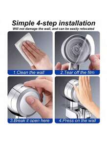 1个带吸盘的可调节淋浴喷头支架，位置可移动，多种颜色可选，ABS耐磨材质，浴室淋浴喷头支架，浴室配件，浴室工具 - 彩色 - 查看 10