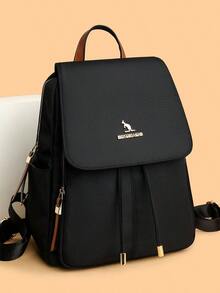 1pc Retro Designer Oxford Backpack, High Quality Large Capacity Women's A Dos Rucksack Bookbag - 2024 School Backpack For Ladies - Black - View 2