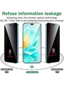 3 Pcs Privacy Anti-Spy Tempered Glass Screen Protector Compatible With Honor 400 Lite 200 Smart 70 90 Lite X6a X6b X6c X7 X7a X7b X7c X8 X8a X8b X5 X5b (No Support Fingerprint Unlock) Screen Protection Essentials, Applicable To Daily Shield, Office, Home Privacy Screen Protector Phone Screen Protector Phone Accessories Waterproof Shockproof Anti-Fall Scratch Resistant - Clear - View 2