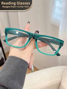 LiMiaoMiao 1 pieza Gafas de lectura rectangulares vintage con bisagra de resorte, lentes transparentes, gafas de computadora/lectura, aumento de +1.0 a +4.0, unisex - transparente - Ver 30