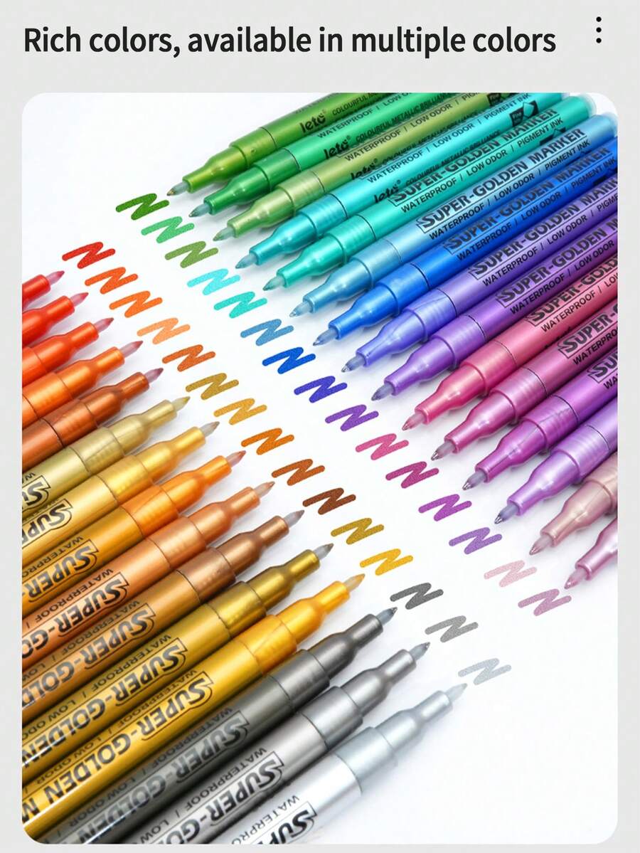 1pc Metallic Acrylic Marker Pen, Super Gold Model Coloring Brush, Watercolor Graffiti Pen, Fine Tip Paint Marker, DIY Touch Up Paint Pen, Waterproof & Smudge-Proof, Highlighter Signature Pen