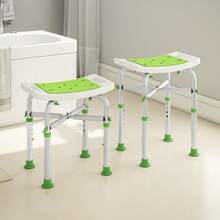 HOMCOM Shower Chair For The Elderly And Disabled, Adjustable Padded Shower Stool With Built-In Handle And Non-Slip Suction Foot Pads, Green - Green - View 9