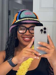 1pc Women Colorful Crochet Y2K Fisherman Bucket Hat, Suitable For Daily Wear (Random Color) - Multicolor - View 10