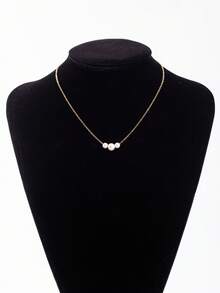 1pc Minimalist Faux Pearl Beaded Necklace, Suitable For Women's Daily Wear