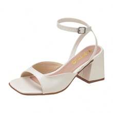 V.Stylo Geometric Chunky Block Heel Mule Sandal - Champagne - View 1