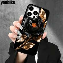 Fundas y carcasas protectoras para teléfono con diseño de flores negras y orificios grandes. Compatibles con phone 16 Pro Max, 16, 15 Pro, 14, 14 Plus/14 Pro Max, 13, 13 Pro, 12 Pro, 11/11 Pro. Regalos para cumpleaños y festividades - Blanco - Ver 4