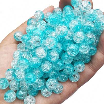 100pcs/200pcs 8mm Dual-Color Crackle Beads, Dual-Color Resin Beads For Handmade DIY Jewelry Accessories, Suitable For Bracelets, Necklaces, Earrings, Vases, Wishing Bottles, Filler