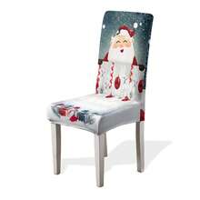 1/4/6/100pcs Christmas Print Stretch Dining Chair Covers, Cartoon Holiday Decor Dust-Proof Full Chair Slipcovers - Multicolor - View 20