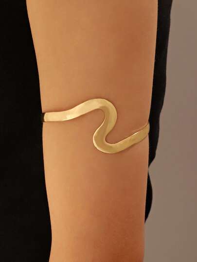 1 st minimalistiskt geometriskt öppet armband för kvinnor, guldfärgat, lämpligt för vardagsbruk