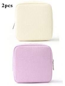 Bolsa de almacenamiento de toallas sanitarias de pana - Portátil y duradera, con cierre de cremallera, ideal para viajes y uso diario, gran capacidad, puede almacenar toallas sanitarias, tampones y talla grande, de vuelta a la escuela, viaje a la playa, bolsa de cosméticos, útiles escolares, artículo esencial para vacaciones, bolsa de almacenamiento de toallas sanitarias para estudiantes y trabajadores de oficina, organizador de artículos de tocador de viaje, bolsa de almacenamiento de regalo esencial