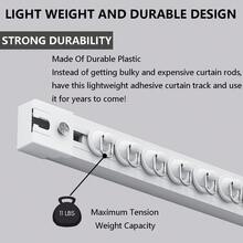Self Adhesive Curtain Track, Paste Type No Need To Drill, Suitable For Smooth Ceiling Or Wall, Closets, Door And Window Frames, Meet Multi-Scenario And Multi-Functional Needs Bathroom Decor
