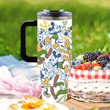 [Authorized]1pc Large Capacity Thermal Tumbler With Handle & StrawMickey Mouse And Friends Vintage Style Water Bottle - Retro Cartoon Characters, Durable And Leak-Proof, Perfect For Travel, School, And Outdoor Activities, Unique Gift IdeaSuitable For Women, Students, Office, Travel, Car - Perfect Gift For Animal Lovers, Travel Drinkware, Cartoon Drinkware