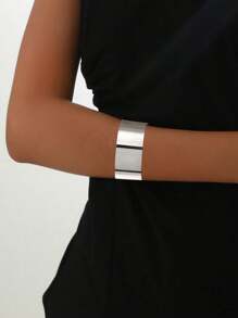 1 件简约时尚光滑优雅独特超大袖口手镯，时尚欧美风格 - 銀色 - 查看 10