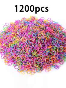 600/1200pcs Colorful Elastic Hair Ties, Random Color, Hair Accessories Head Accessories - Blue - View 14